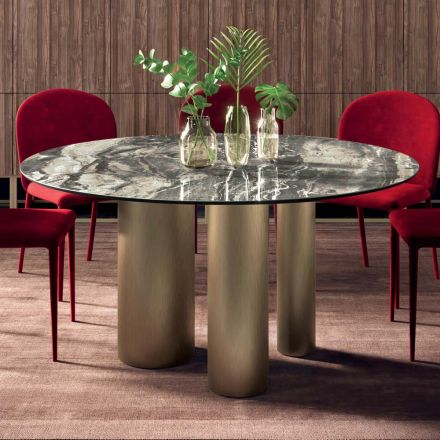 Pevný kulatý stůl s keramickou deskou Made in Italy - Nůžky Viadurini