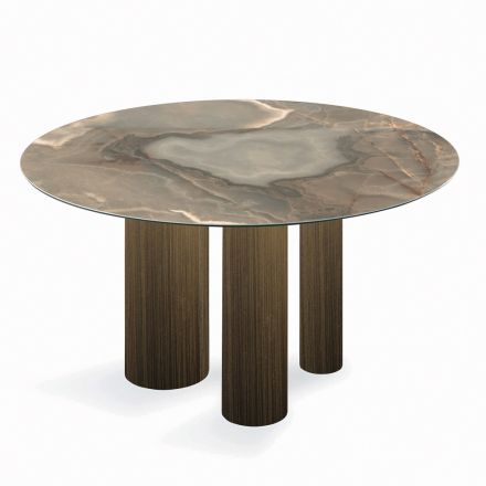 Pevný kulatý stůl z keramiky a oceli Made in Italy - Nůžky Viadurini