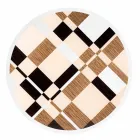 modeno Kulatý stůl se skleněnou deskou a Ozzy dřevěných intarzií Viadurini