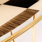 modeno Kulatý stůl se skleněnou deskou a Ozzy dřevěných intarzií Viadurini