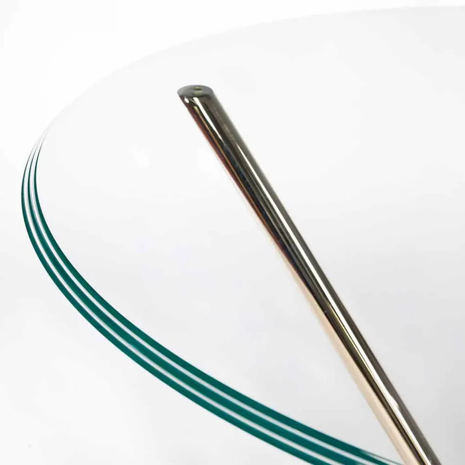 Moderní kulatý stůl se skleněnou deskou a mramorovém podstavci Adele Viadurini