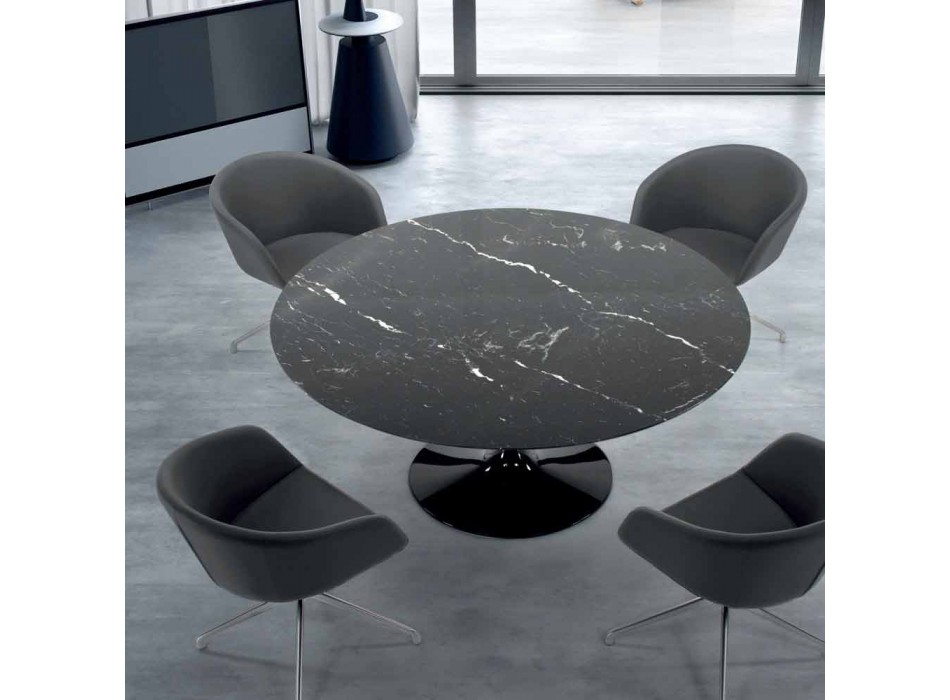 Moderní kulatý stůl z carrarského mramoru a marquinie Made in Italy – dolary Viadurini