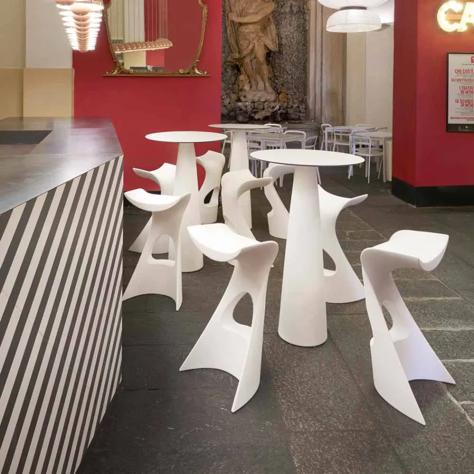 Kulatý stůl z polyethylenu s kulatým stolem Hoplà (H110) hpl vyrobený v Itálii Viadurini