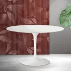 Kulatý stůl Saarinen Tulip, výška 74 cm, matně bílá, keramika Florim - šarlatová Viadurini