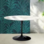 Kulatý tulipánový stůl Saarinen V 74 cm, lesklý keramický Statuario Florim - šarlatový Viadurini