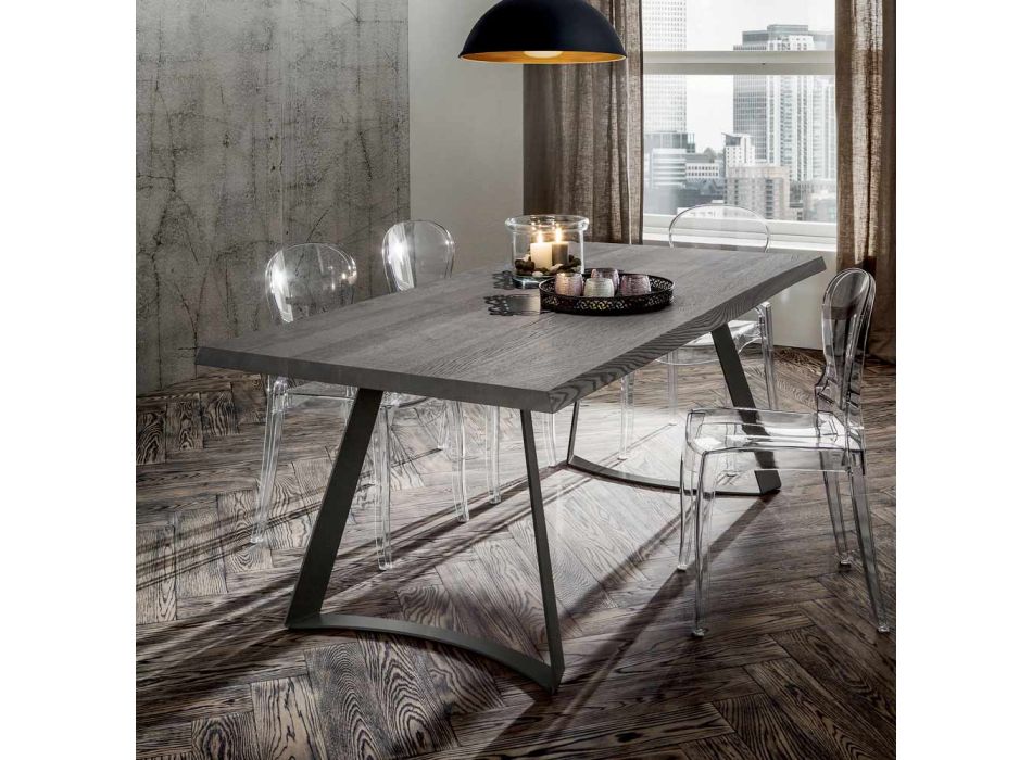 Jídelní stůl s deskou z odkorněného dubu Made in Italy - Pinocchio Viadurini