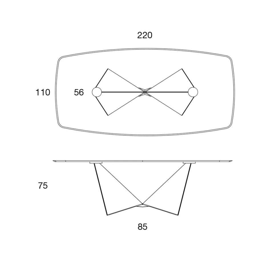 Jídelní deska stolu z matné keramiky a kovových nohou - Monacco Viadurini