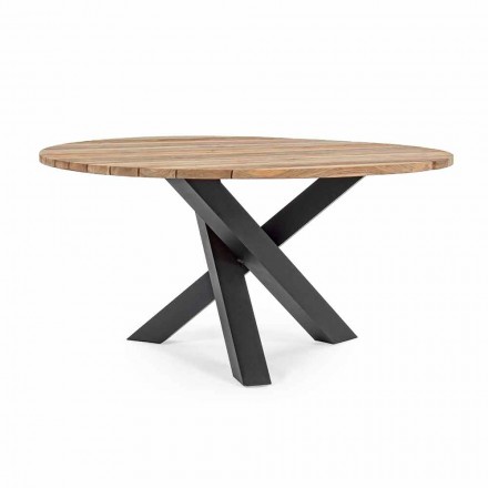 Kulatý venkovní moderní stůl s Homemotion - Ruben Teak Wood Top Viadurini