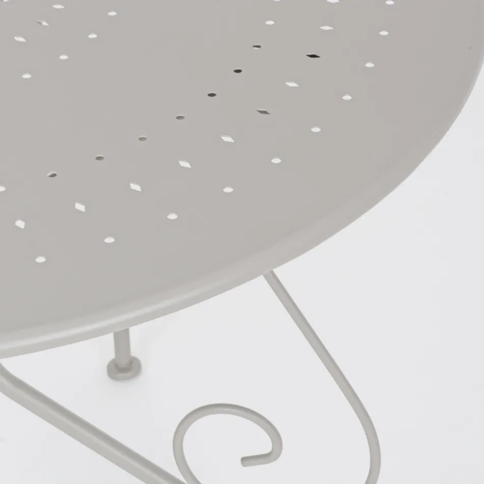 Kulatý zahradní stůl ve stylu Shabby Chich z lakované oceli – okouzlení Viadurini