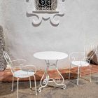 Kulatý zahradní stůl ve stylu Shabby Chich z lakované oceli – okouzlení Viadurini