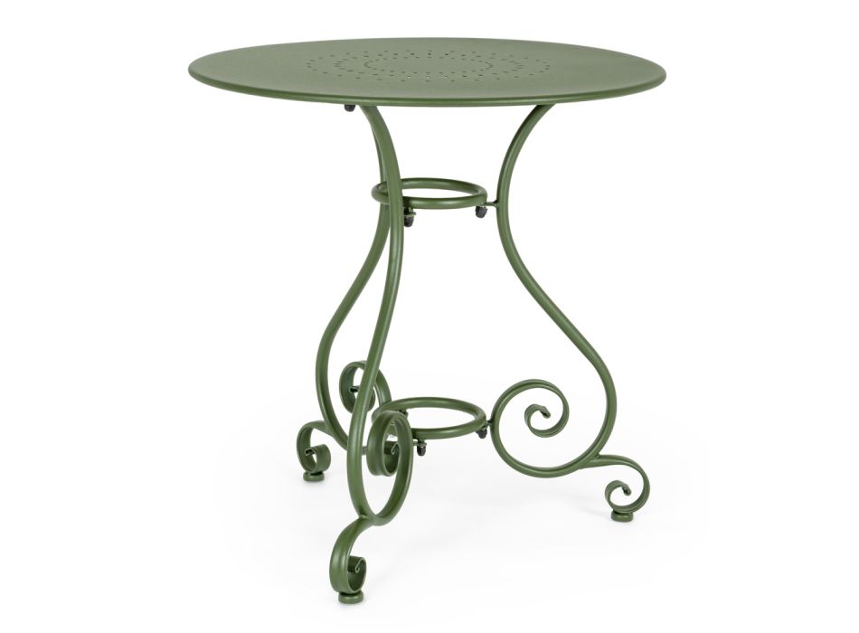 Kulatý zahradní stůl ve stylu Shabby Chich z lakované oceli – okouzlení Viadurini