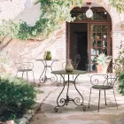 Kulatý zahradní stůl ve stylu Shabby Chich z lakované oceli – okouzlení Viadurini