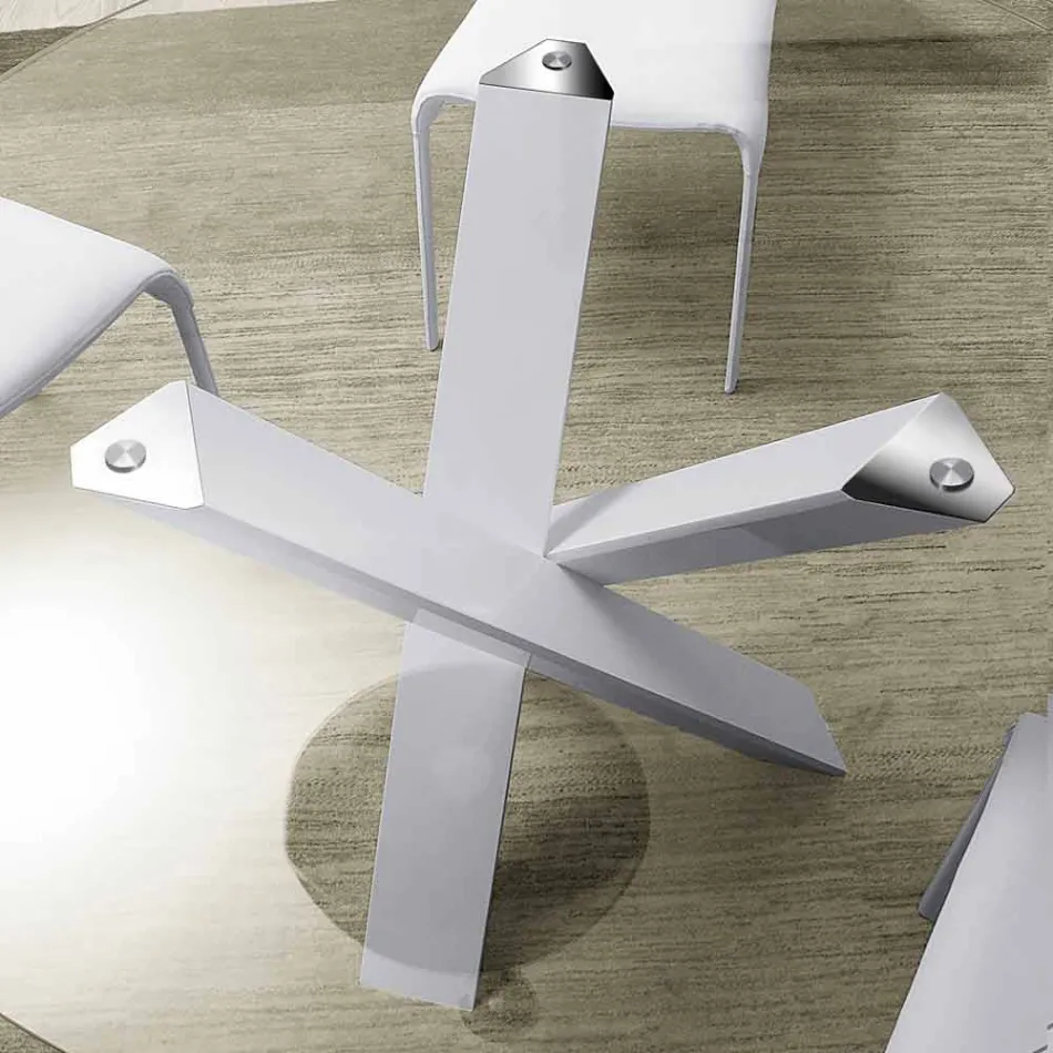 Kulatý designový stůl d.120 skleněná deska vyrobená v Itálii Cristal Viadurini