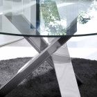 Kulatý designový stůl d.130 skleněná deska vyrobená v Itálii Cristal Viadurini