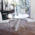 Kulatý designový stůl s krystalovou deskou D130 vyrobený v Itálii Cristal