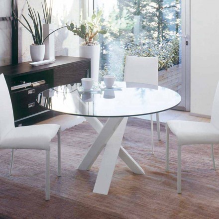 Kulatý designový stůl d.160 křišťálová deska vyrobená v Itálii Cristal Viadurini