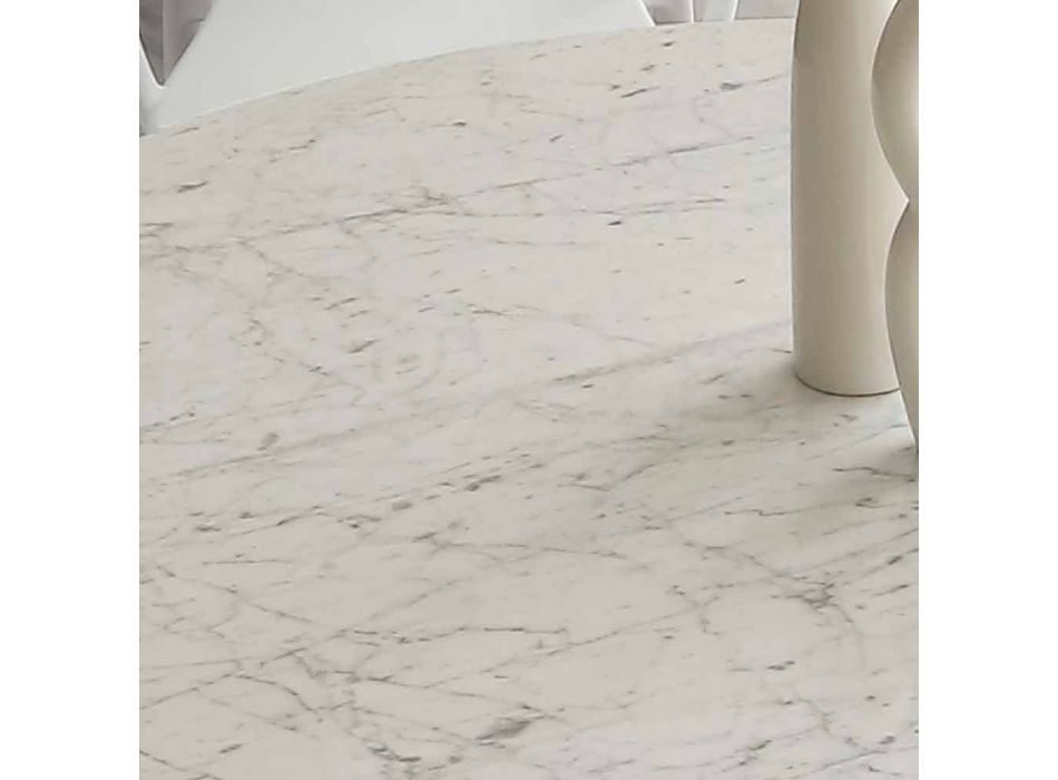 120 cm kulatý stůl s bílým mramorovým vrcholem Carrara Viadurini