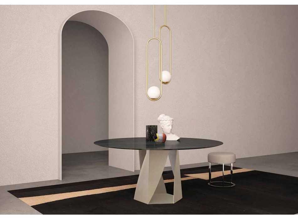 Ocelový černý kulatý stůl průměr 130 cm, Vyrobeno v Itálii - Montedoro Viadurini