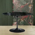 Stůl Eero Saarine Tulip H 73 s kulatou deskou z mramoru Verde Alpi Viadurini