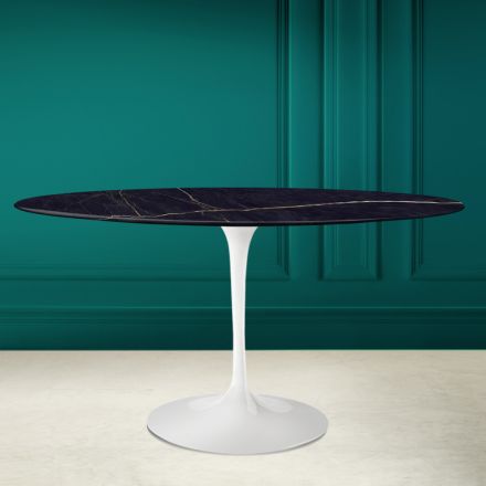Tulipánový stůl Eero Saarine H 73 Oval in Ceramic Noir Laurent Made in Italy - Scarlet Viadurini