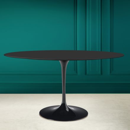 Tulipánový stůl Eero Saarine H 73 Oval in Noir Soft Ceramic Made in Italy - Scarlet Viadurini