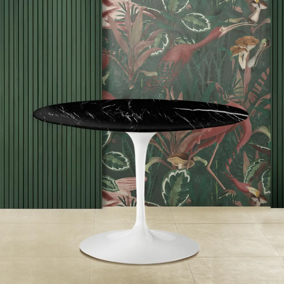 Eero Saarinen Tulip Table H 73 s černou mramorovou deskou Marquinia Made in Italy - Scarlet Viadurini