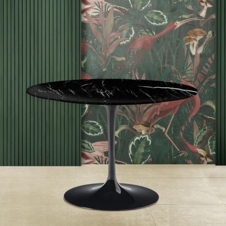 Eero Saarinen Tulipánový stůl H 73 s deskou z černého mramoru Marquinia Made in Italy - Scarlet Viadurini