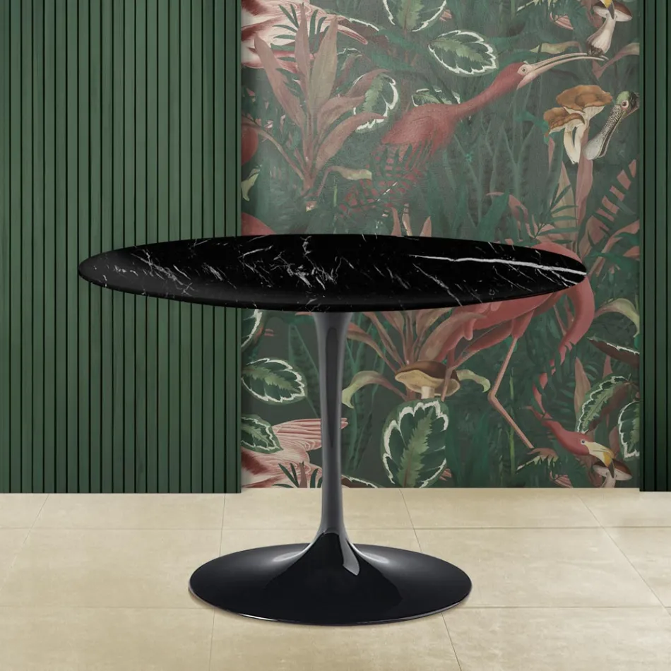 Eero Saarinen Tulip Table H 73 s černou mramorovou deskou Marquinia Made in Italy - Scarlet Viadurini
