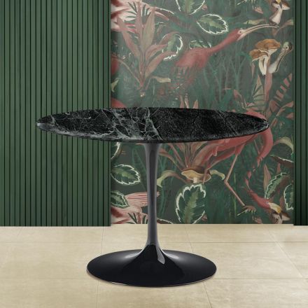 Eero Saarinen Tulip Table H 73 s deskou z zeleného alpi mramoru Made in Italy - Scarlet Viadurini