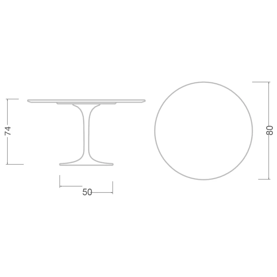 Tulipánový stůl Eero Saarinen H 73 z keramiky Entzo Made in Italy - Scarlet Viadurini