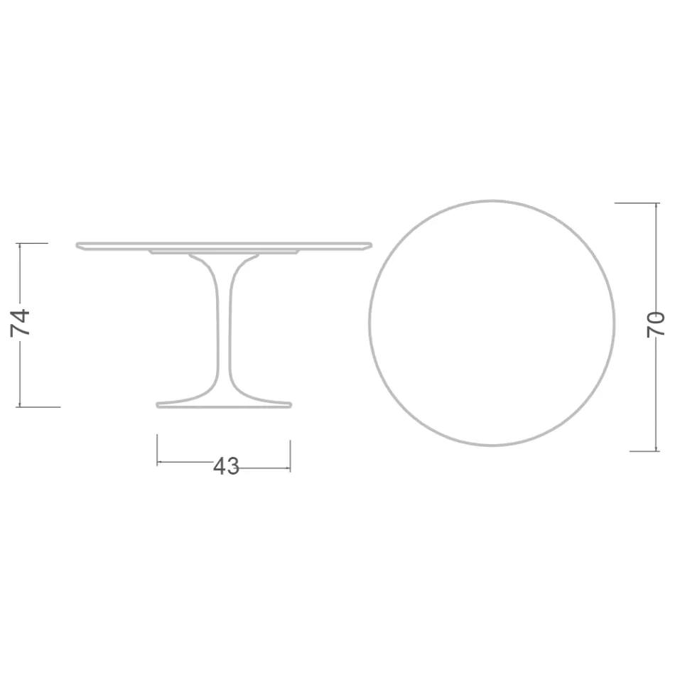 Tulipánový stůl Eero Saarinen H 73 z neviditelné výběrové keramiky Made in Italy - Scarlet Viadurini