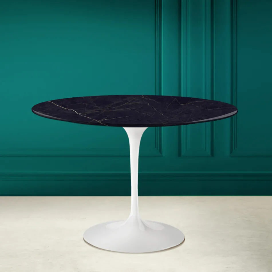 Tulipánový stůl Eero Saarinen H 73 z keramiky Noir Laurent Made in Italy - Scarlet Viadurini