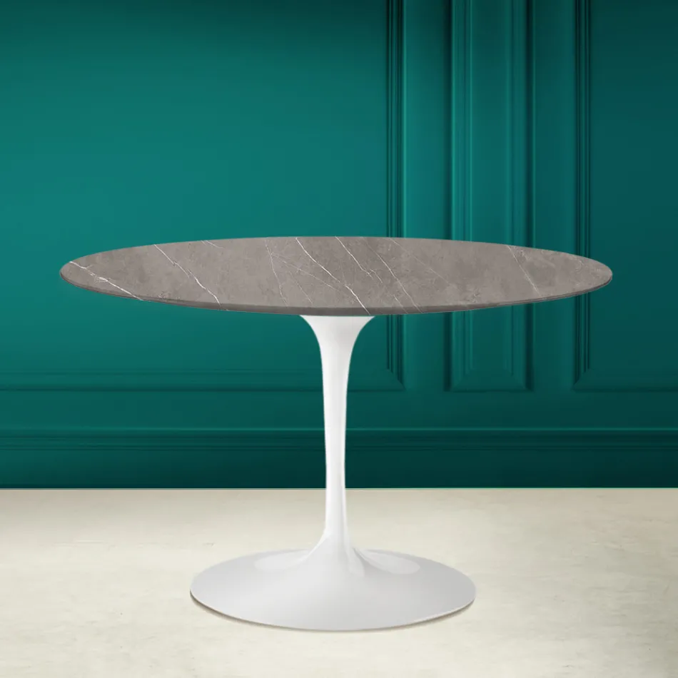 Tulipánový stůl Eero Saarinen H 73 z keramiky Pietra Grey Made in Italy - Scarlet Viadurini