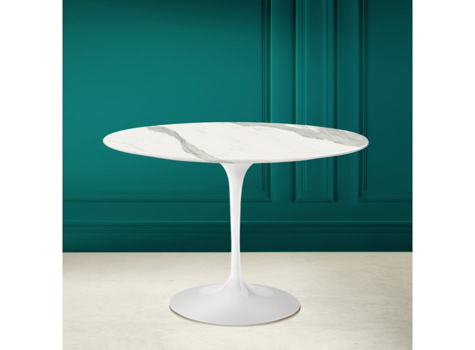 Eero Saarinen Tulipánový stůl H 73 celožilová sochařská keramika Made in Italy - Scarlet Viadurini