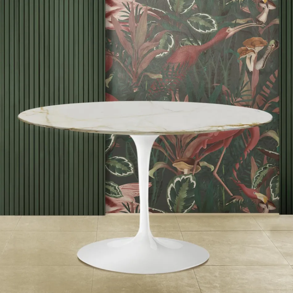 Eero Saarinen H 73 Tulipánový stůl ze zlatého mramoru Caracatta Made in Italy Viadurini
