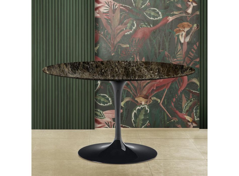 Eero Saarinen Tulip Table H 73 z tmavého mramoru Emperador Made in Italy Viadurini