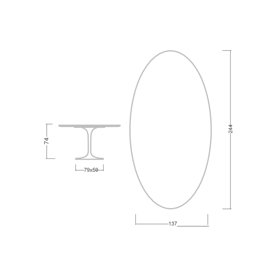 Tulipánový stůl Eero Saarinen H 73 Oval z diamantově krémové keramiky Made in Italy - Scarlet Viadurini