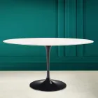 Tulipánový stůl Eero Saarinen H 73 Oval z diamantově krémové keramiky Made in Italy - Scarlet Viadurini