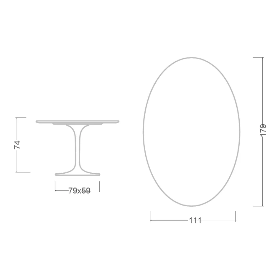 Tulipánový stůl Eero Saarinen H 73 Oval z keramiky Entzo Made in Italy - Scarlet Viadurini