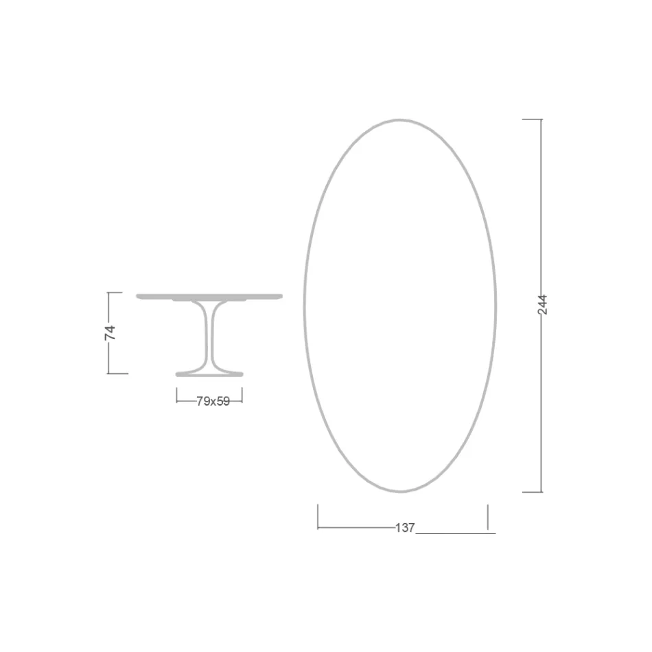Tulipánový stůl Eero Saarinen H 73 Oval z keramiky Entzo Made in Italy - Scarlet Viadurini