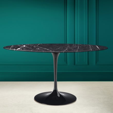 Stůl na tulipán Eero Saarinen H 73 Oval in Marquinia Keramika Made in Italy - Scarlet Viadurini