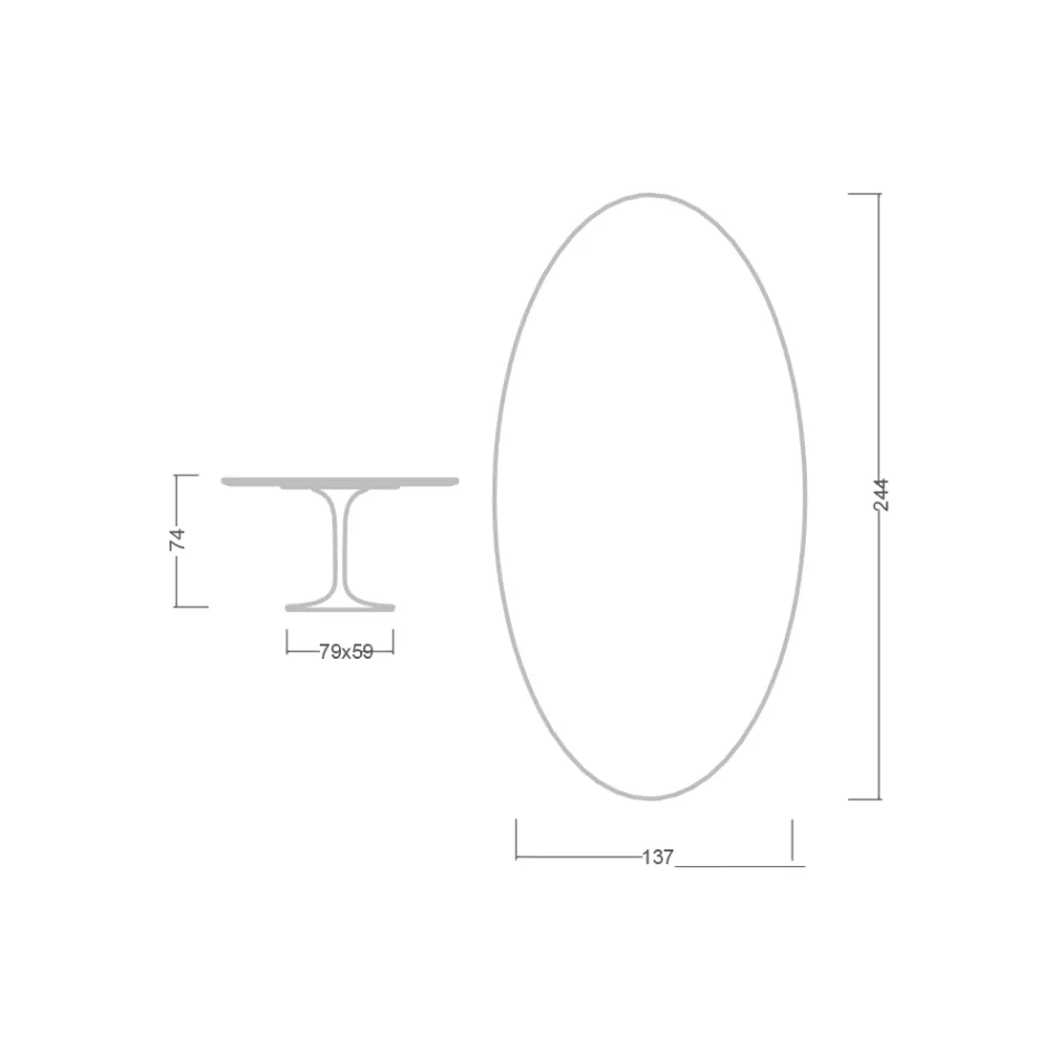 Tulipánový stůl Eero Saarinen H 73 Oval z keramiky Morpheus Made in Italy - Scarlet Viadurini