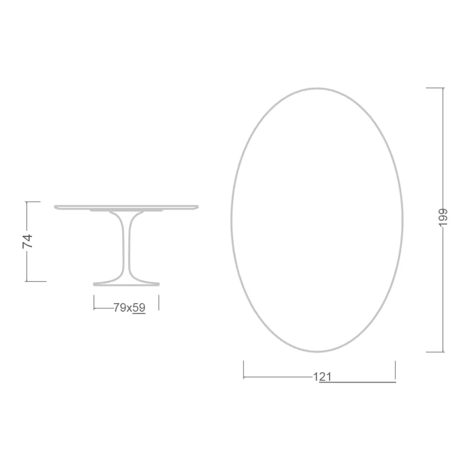 Tulipánový stůl Eero Saarinen H 73 Oval z keramiky Noir Laurent Made in Italy - Scarlet Viadurini