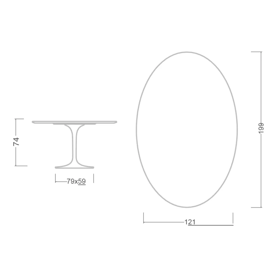 Tulipánový stůl Eero Saarinen H 73 Oval z keramiky Statuario Altissimo Made in Italy - Scarlet Viadurini