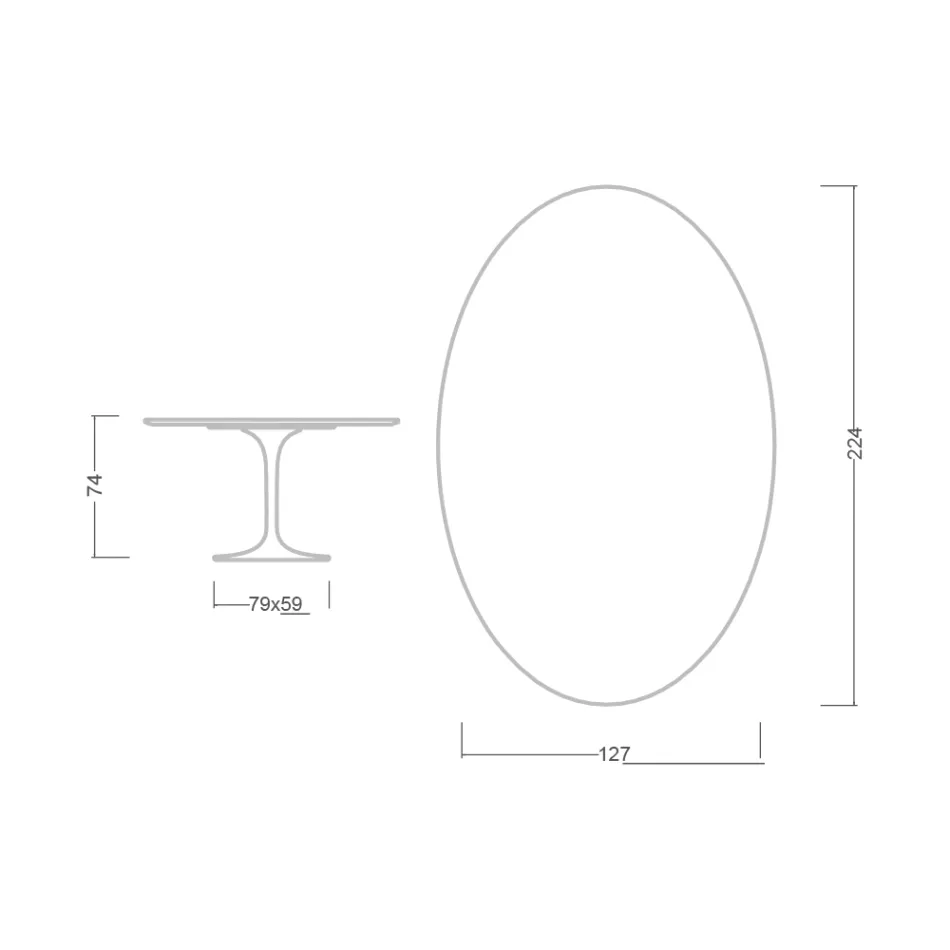 Tulipánový stůl Eero Saarinen H 73 Oval z keramiky Statuario Altissimo Made in Italy - Scarlet Viadurini