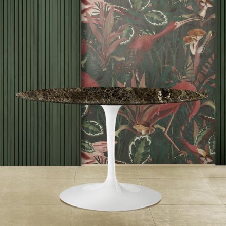 Eero Saarinen H 73 oválný tulipánový stůl z tmavého mramoru Emperador vyrobený v Itálii - šarlatový Viadurini