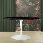 Eero Saarinen Tulip Table H 73 Oval in Black Marquinia Marble Made in Italy - Scarlet Viadurini