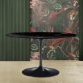 Eero Saarinen Tulip Table H 74 Oval in Black Marquinia Marble Made in Italy - Scarlet