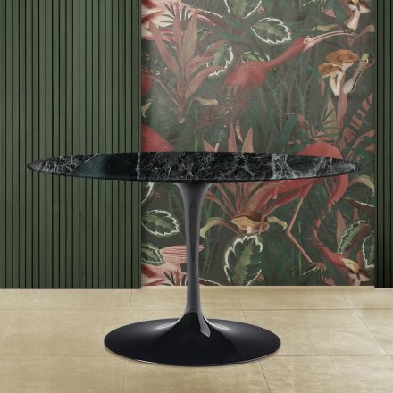 Eero Saarinen H 73 oválný tulipánový stůl ze zeleného alpského mramoru vyrobený v Itálii - šarlatový Viadurini