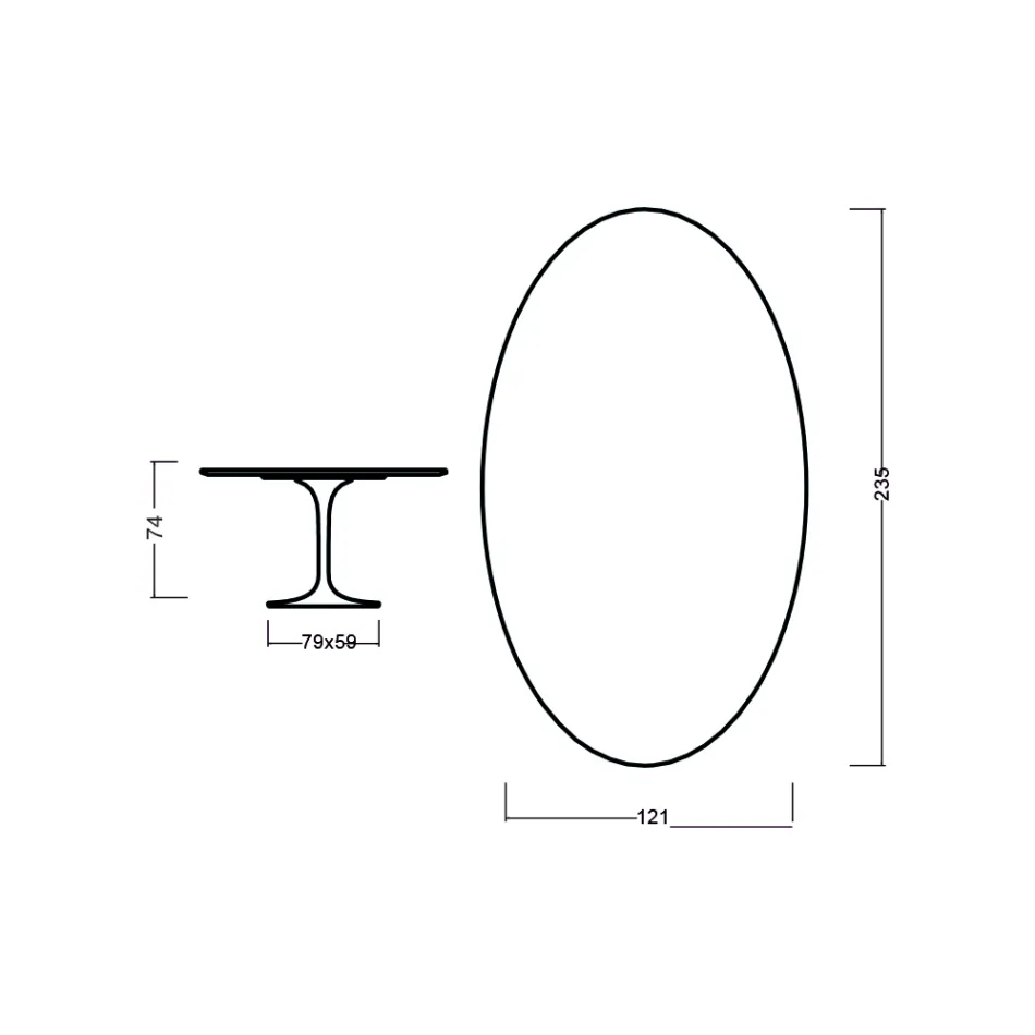 Tulipánový stůl Eero Saarinen H 73 Oval z přírodního dubu Made in Italy - Scarlet Viadurini